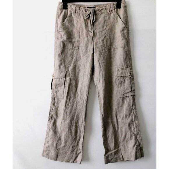 INC International Concepts Pants - INC International Concept 100% Linen Grey Straight Leg Cargo Pants 12